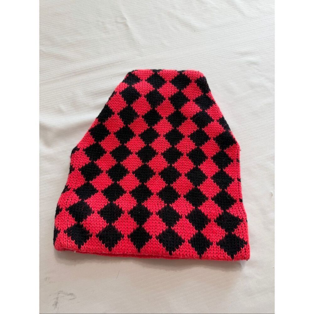 Hermans Checkered Print Vintage Ski Cap Beanie Hat
